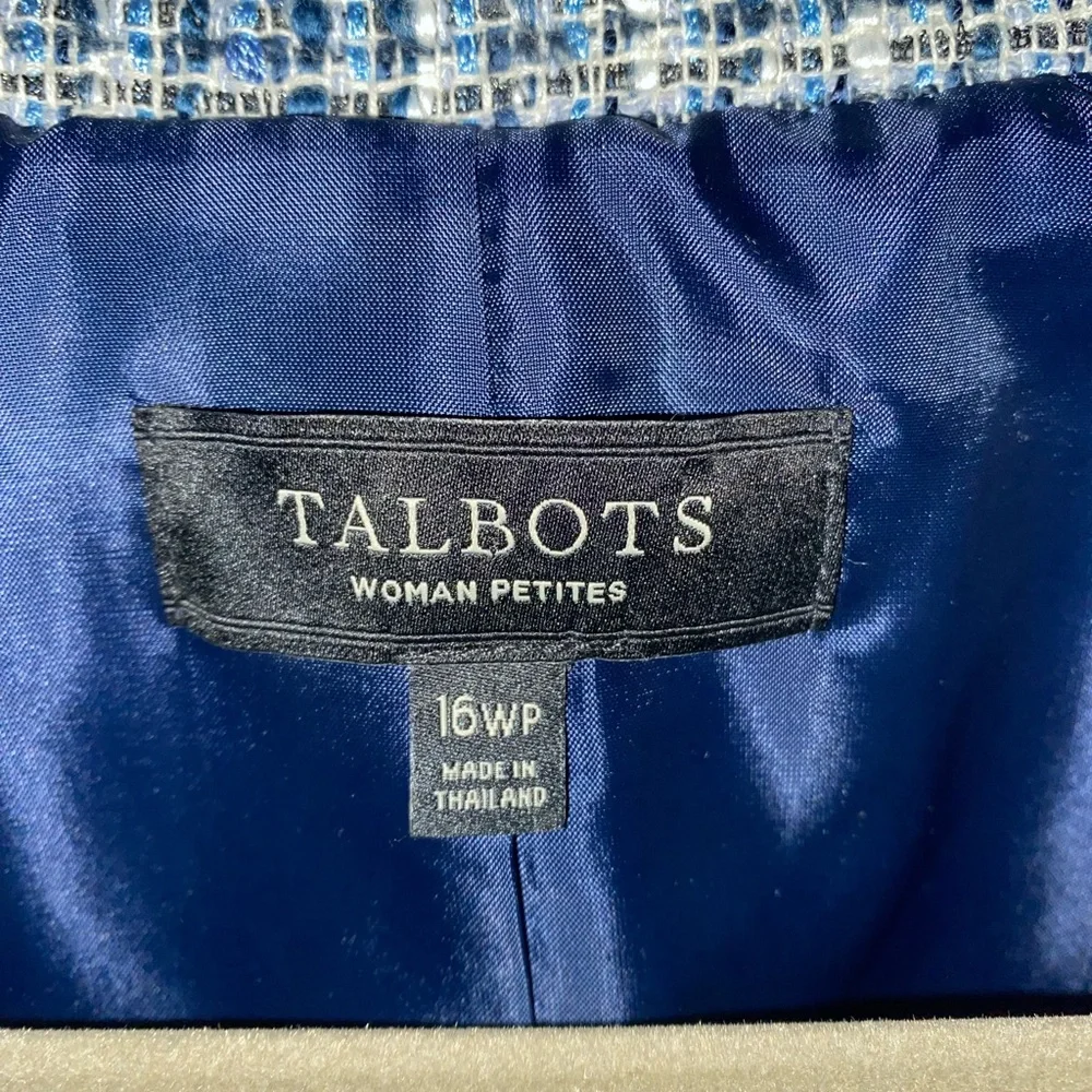 NWOT TALBOTS Navy & White Tweed Blazer, 2Pkts, 3 Buttons w/Detailed Buttons - Picture 5 of 14